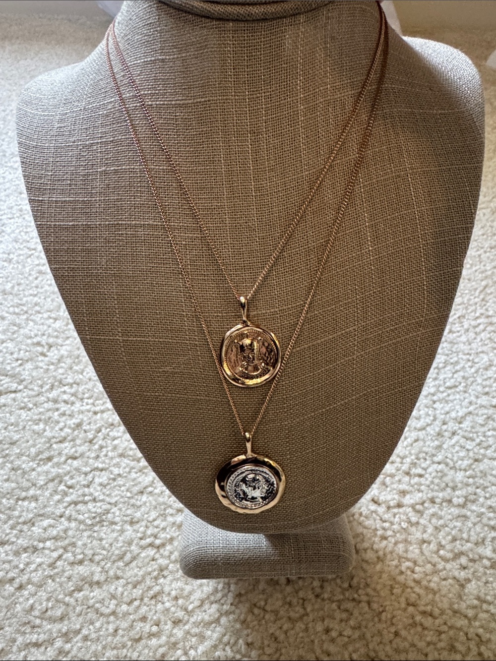 Source Unknown Gold-Tone Layered Double Medallion Necklace